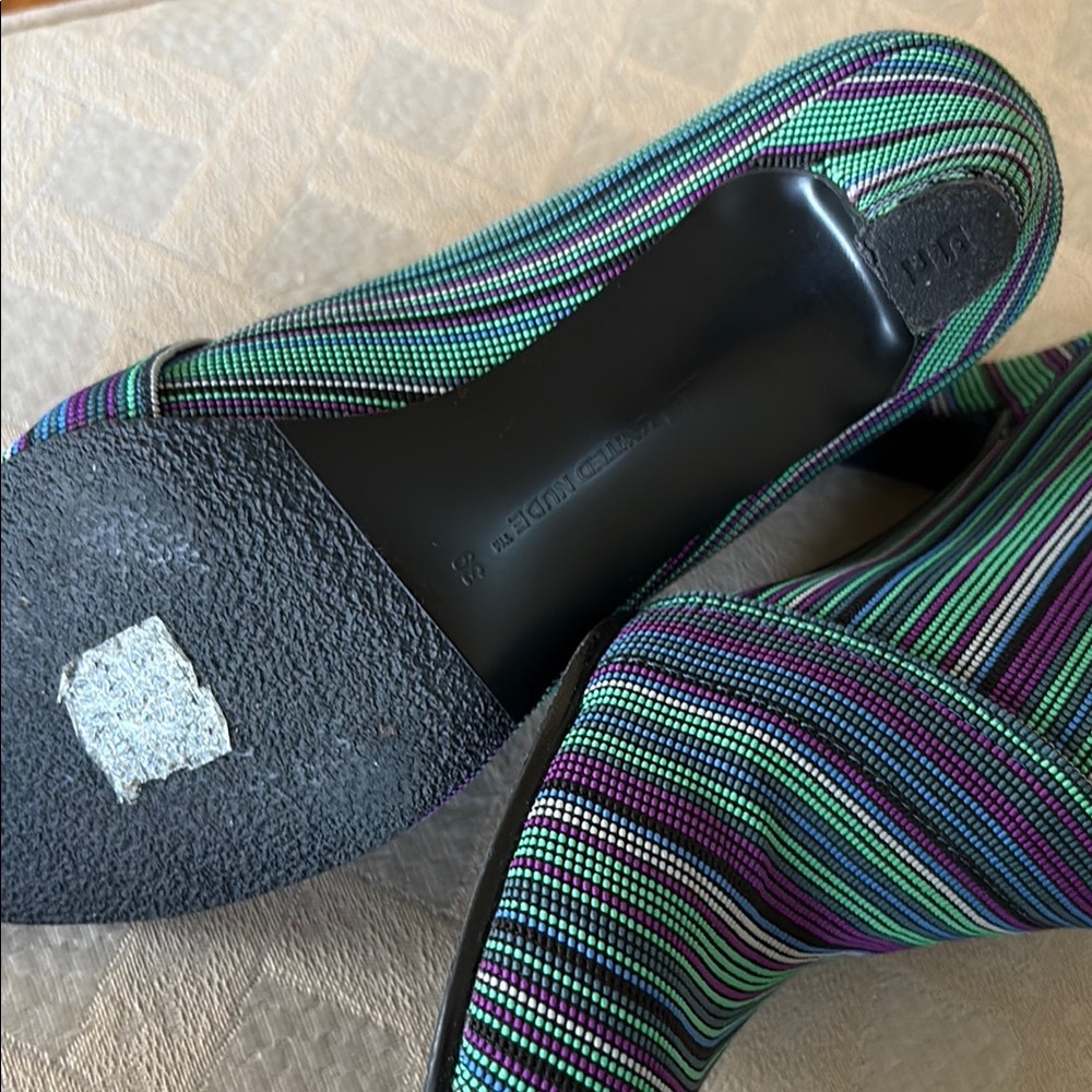 United Nude Blue and Green Ankle Booties with Striking Stripes - Picture 6 of 11